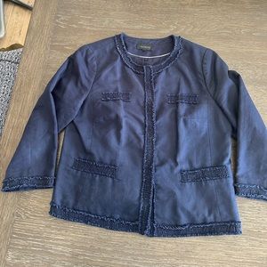 Talbots 14 3/4 sleeve jacket navy. Dress up or down. Concealed snap closure